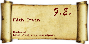 Fáth Ervin névjegykártya